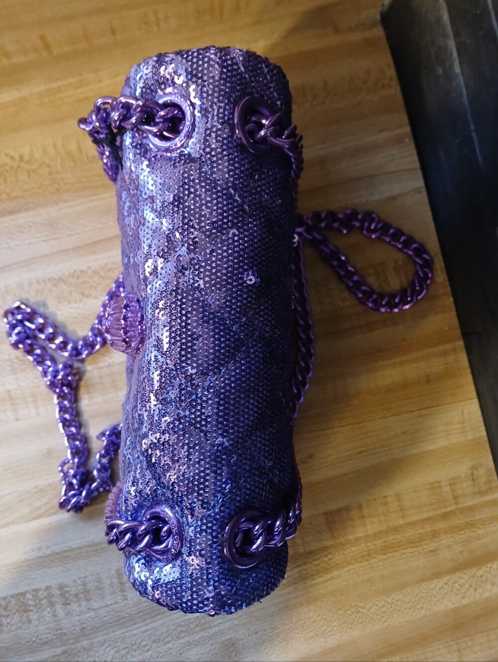 Kurt Geiger NWT Purple Sequin Kensington & Dustbag STUNNING & RARE - Picture 6 of 10